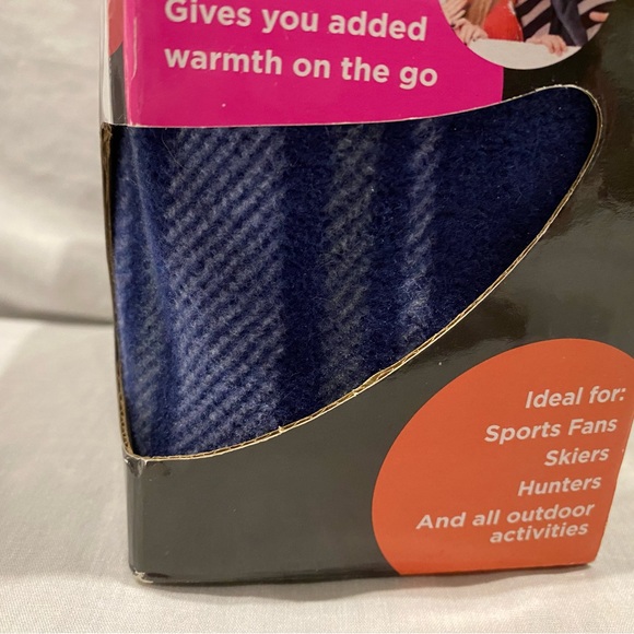 CozySpot Unisex Heated Scarf. Soft Fleece in Attractive Blue Grey White Plaid. - Picture 4 of 11